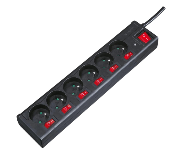 HAMA Listwa przeciwprzepięciowa - 6 gniazd, 1,4m, osobne włącznik P2223773 - 1177341 - zdjęcie